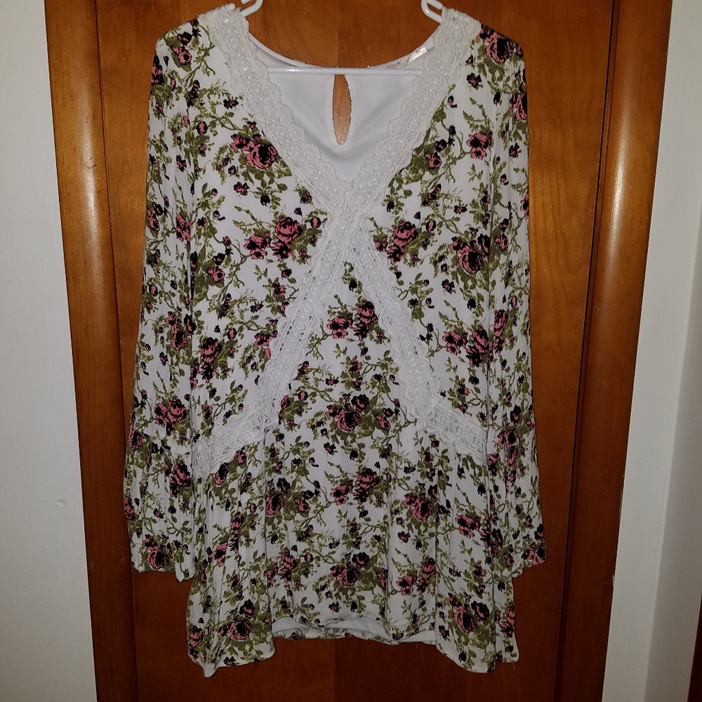 Blu Pepper White Lace Rose Dress/Tunic